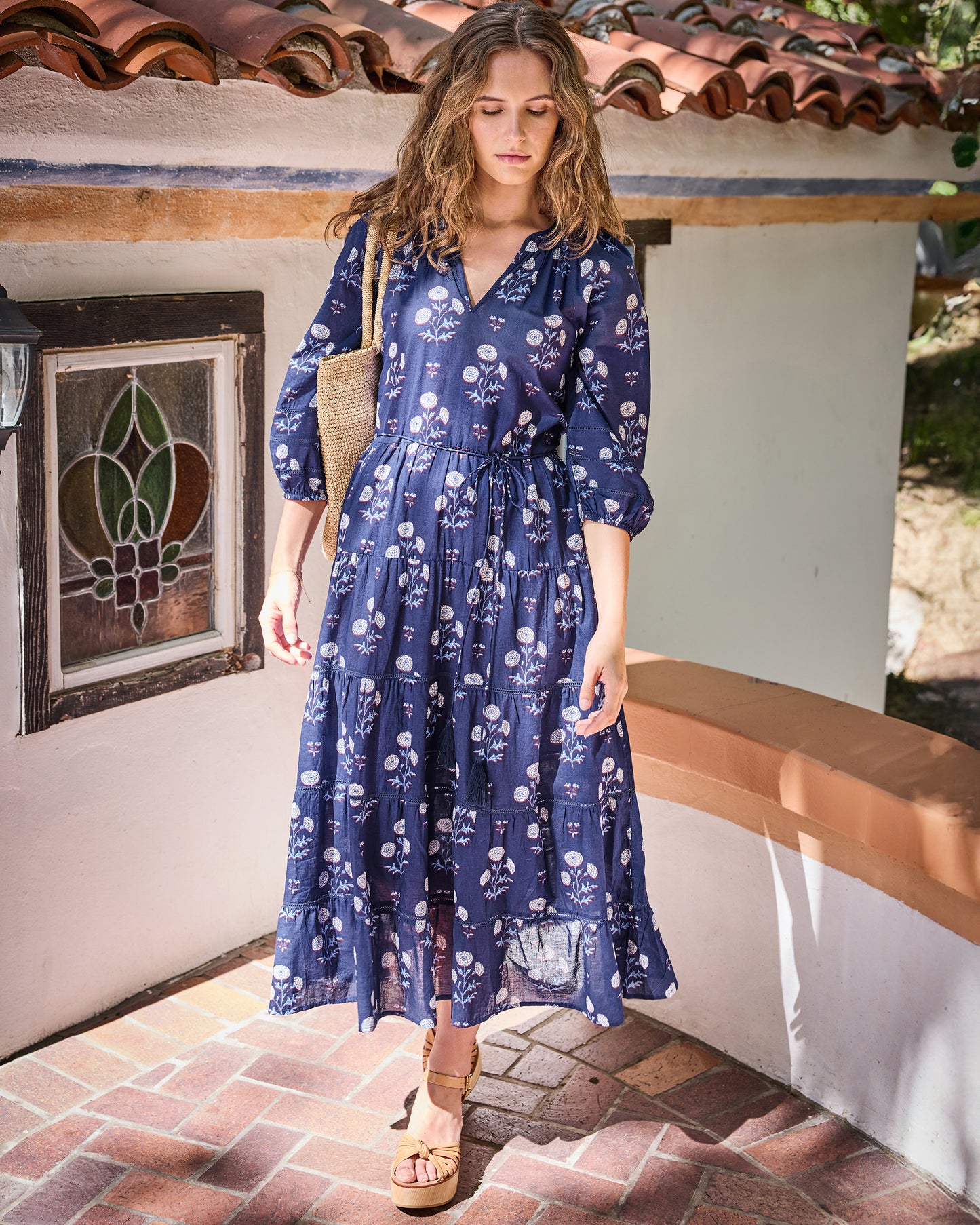 Marigold Bloom - Main Street Dress - Midnight Tide - Printfresh