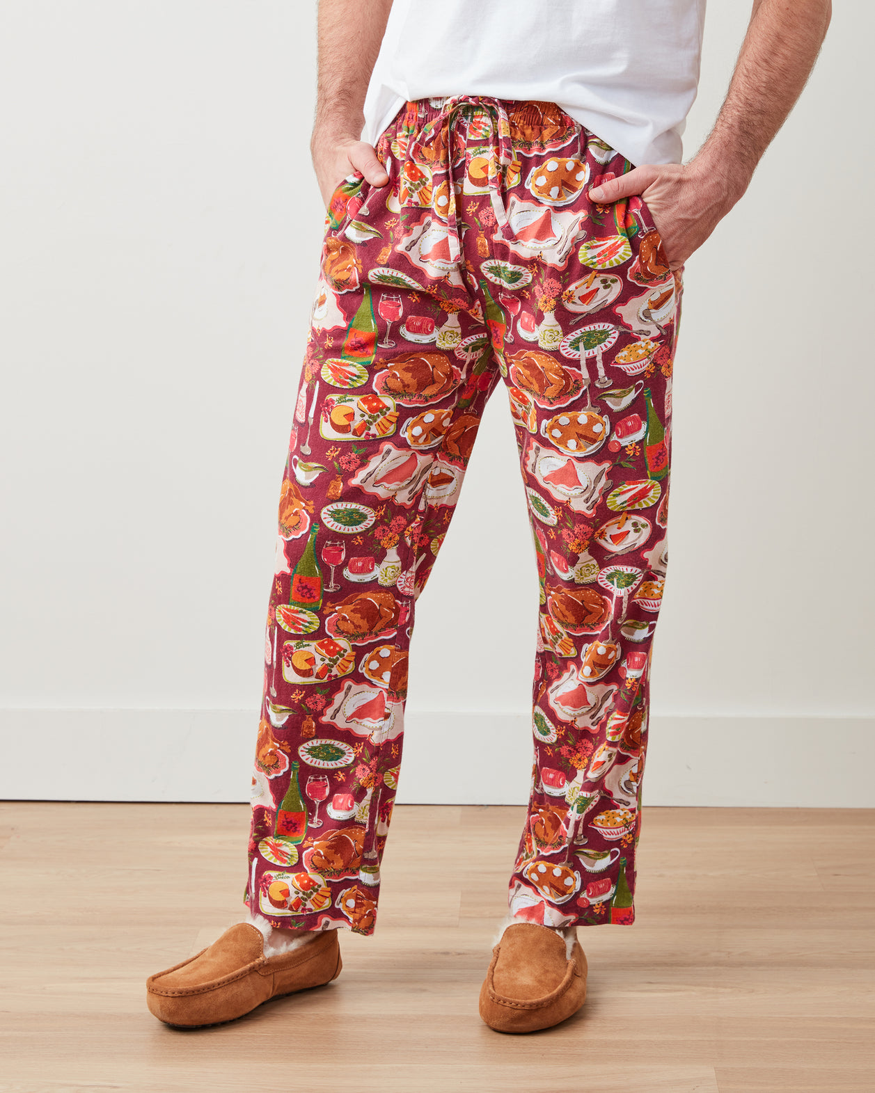 Festive Feast - Flannel Mens PJ Pants - Cranberry Sauce - Printfresh