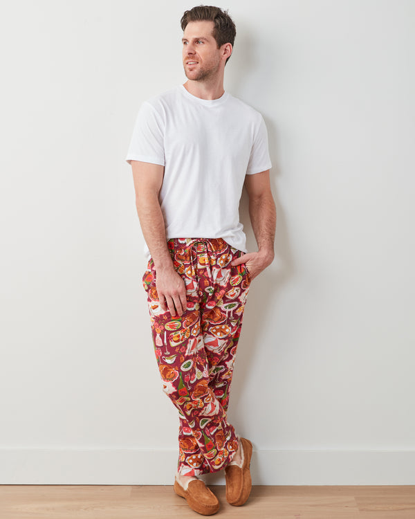 Festive Feast - Men's Flannel PJ Pants - Cranberry Sauce - Printfresh