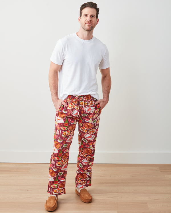 Festive Feast - Men's Flannel PJ Pants - Cranberry Sauce - Printfresh