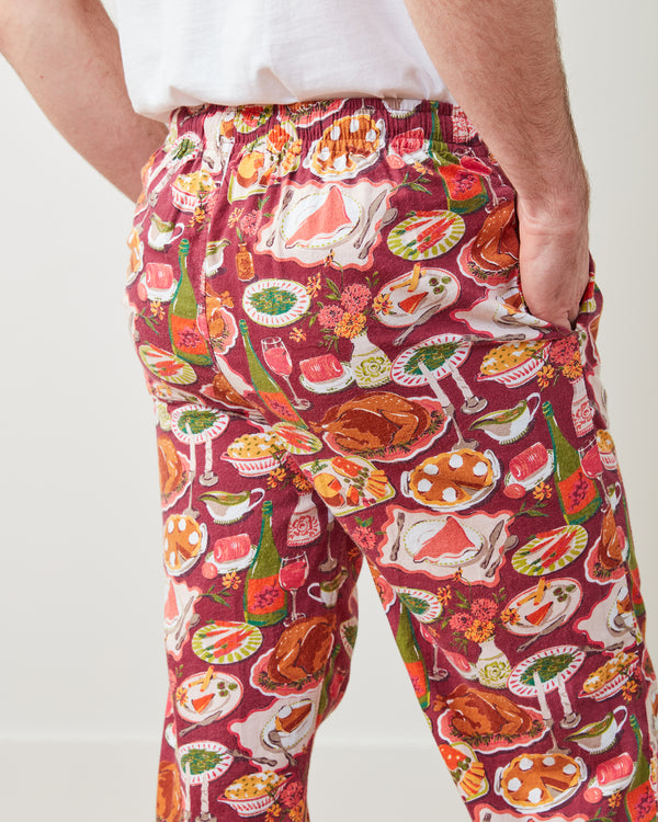 Festive Feast - Men's Flannel PJ Pants - Cranberry Sauce - Printfresh