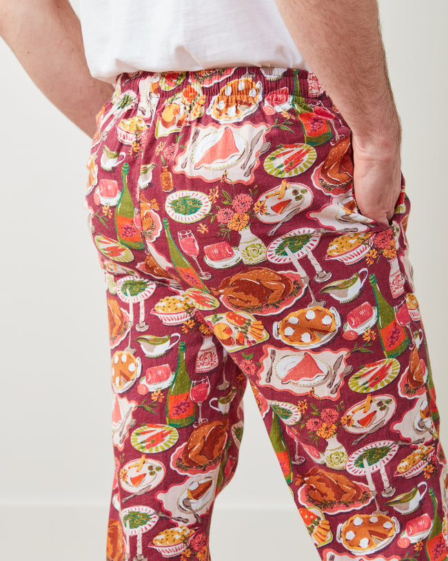 Festive Feast - Men's Flannel PJ Pants - Cranberry Sauce - Printfresh