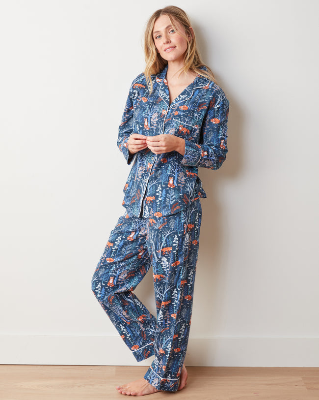 Fox & Folklore - Flannel Long PJ Set - Indigo - Printfresh