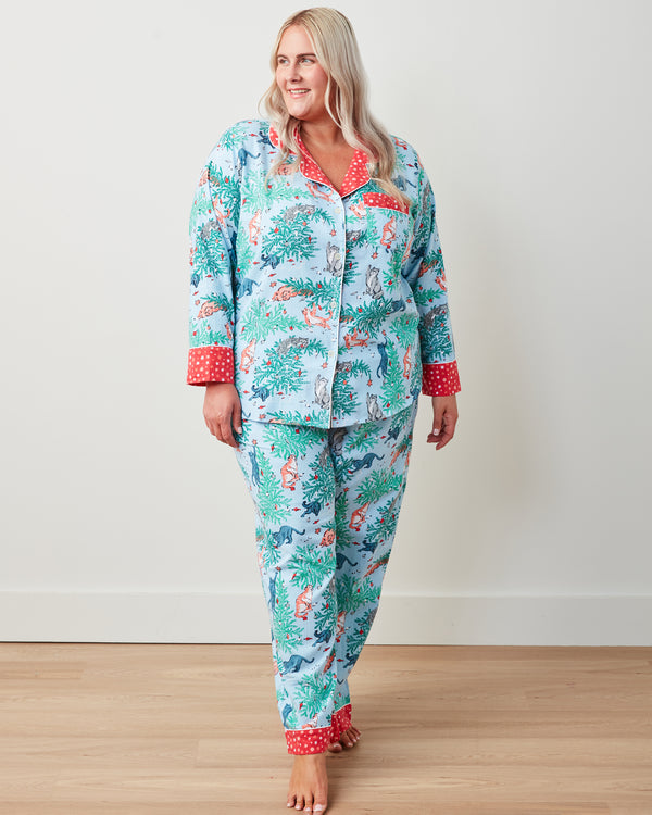 Frisky Firs - Flannel Long PJ Set - Twinkling Blue - Printfresh