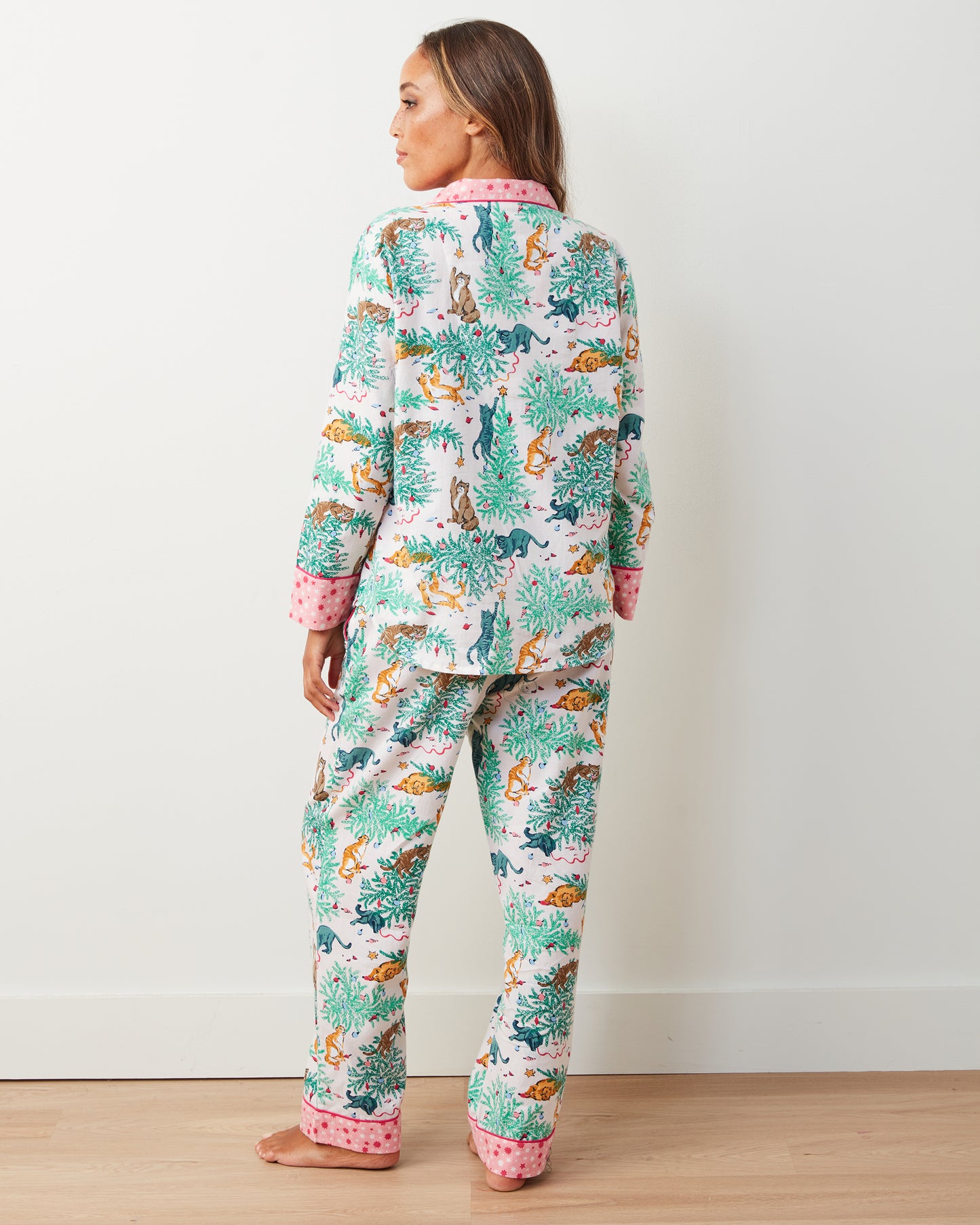 Frisky Firs - Lightweight Flannel Long PJ Set - Sweet Cream - Printfresh