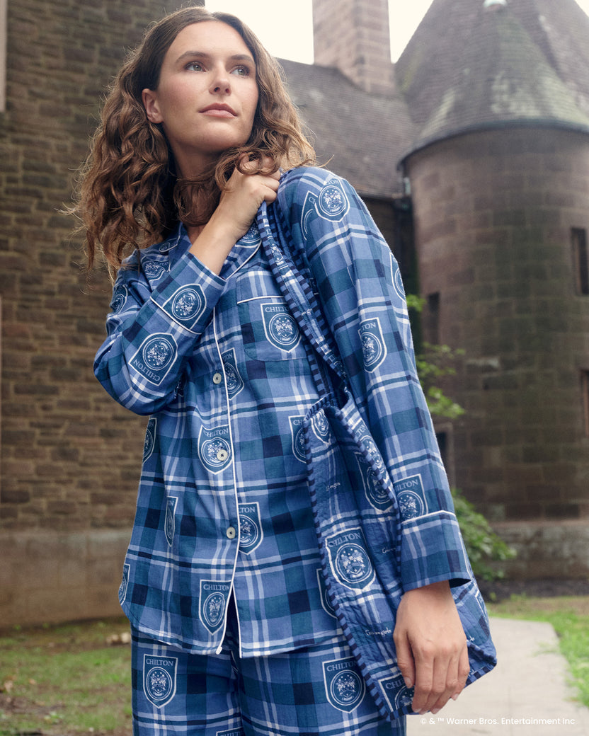 Chilton Plaid - Tall Lightweight Flannel Long PJ Set - Rory Blue