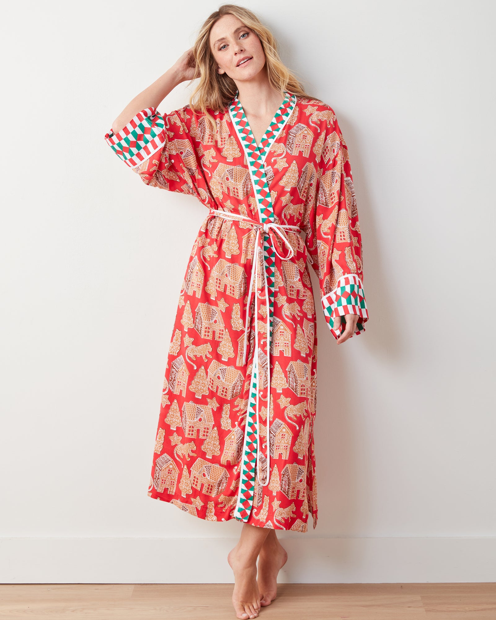 Gingerbread Party - Satin Robe - Ruby - Printfresh