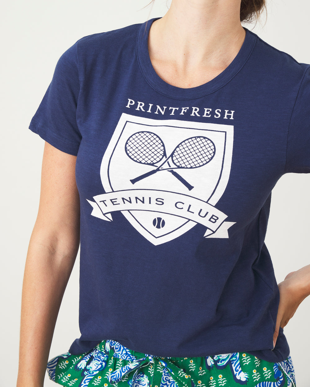 Saturday Graphic Tee - Tennis Club - Navy - Printfresh