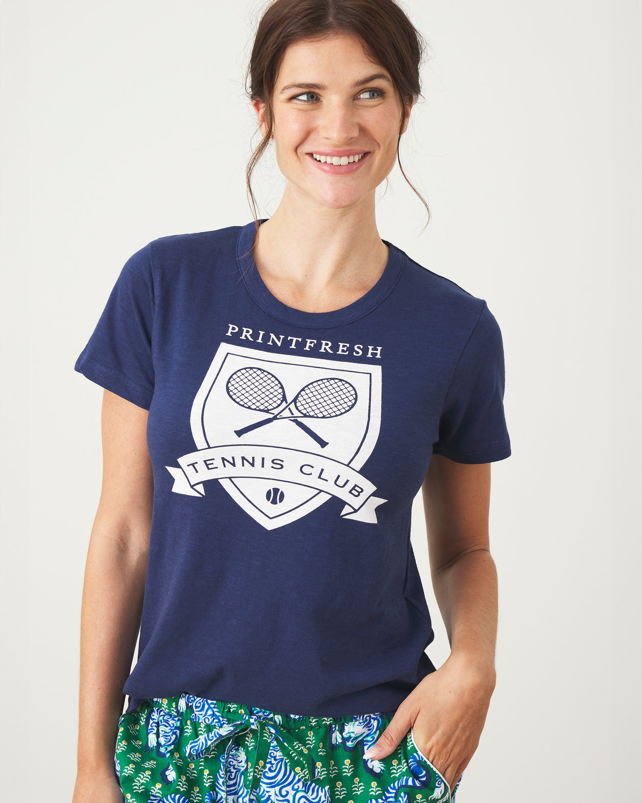 Saturday Graphic Tee - Tennis Club - Navy - Printfresh