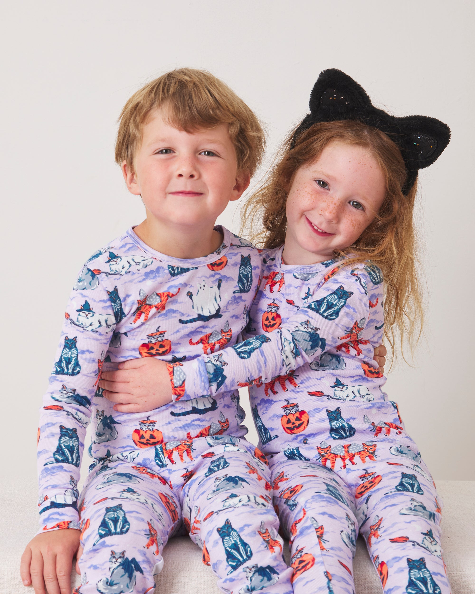 Halloween House Cats - Kids PJ Set - Lavender - Printfresh