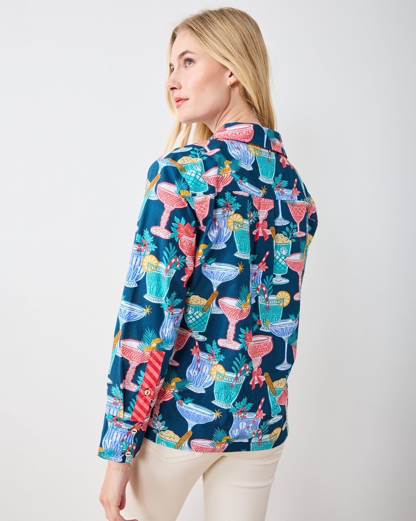 Christmas Cocktails - Basic Bliss Blouse - Navy - Printfresh