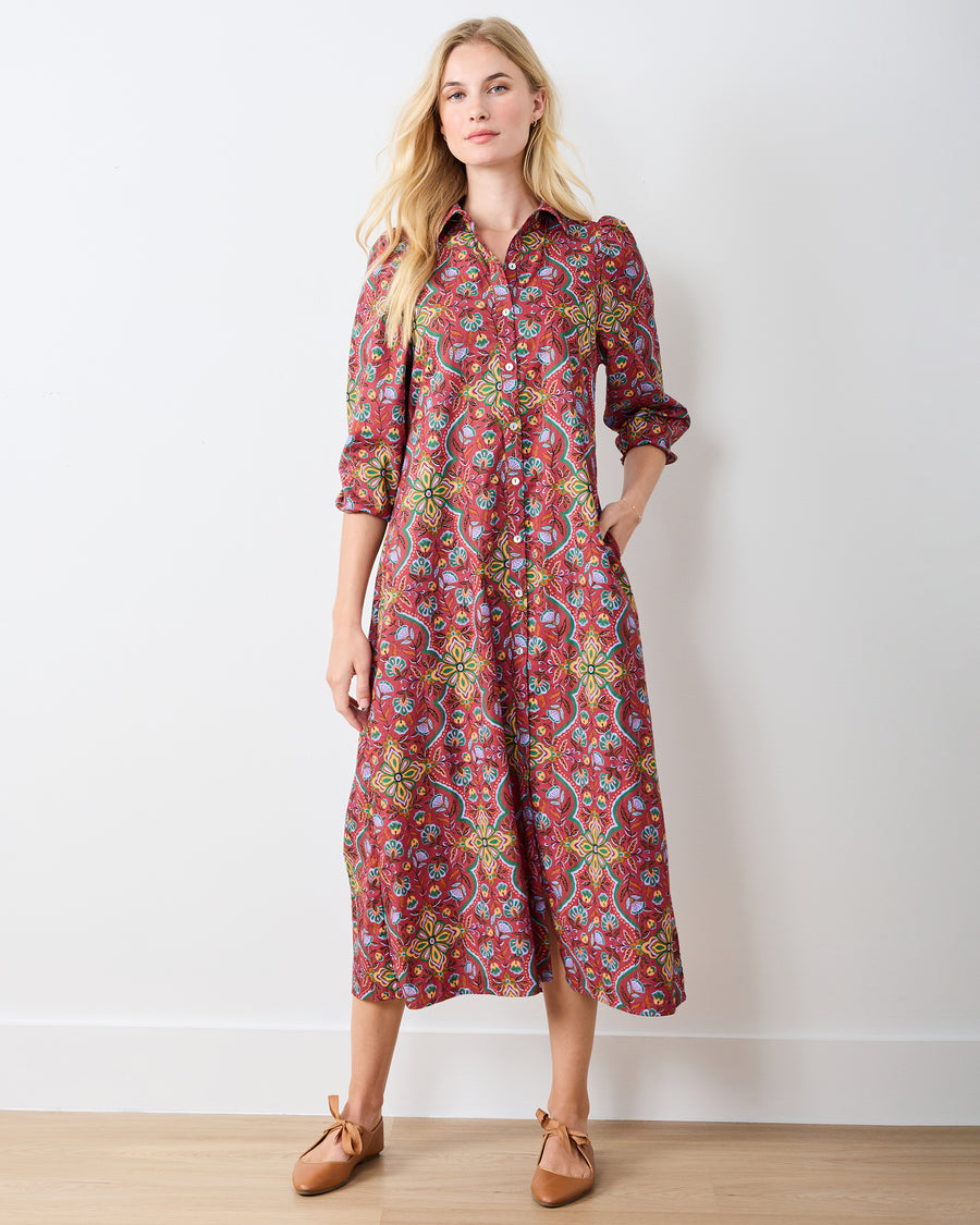 Festive Tapestry - Charlotte Dress - Burgundy - Printfresh