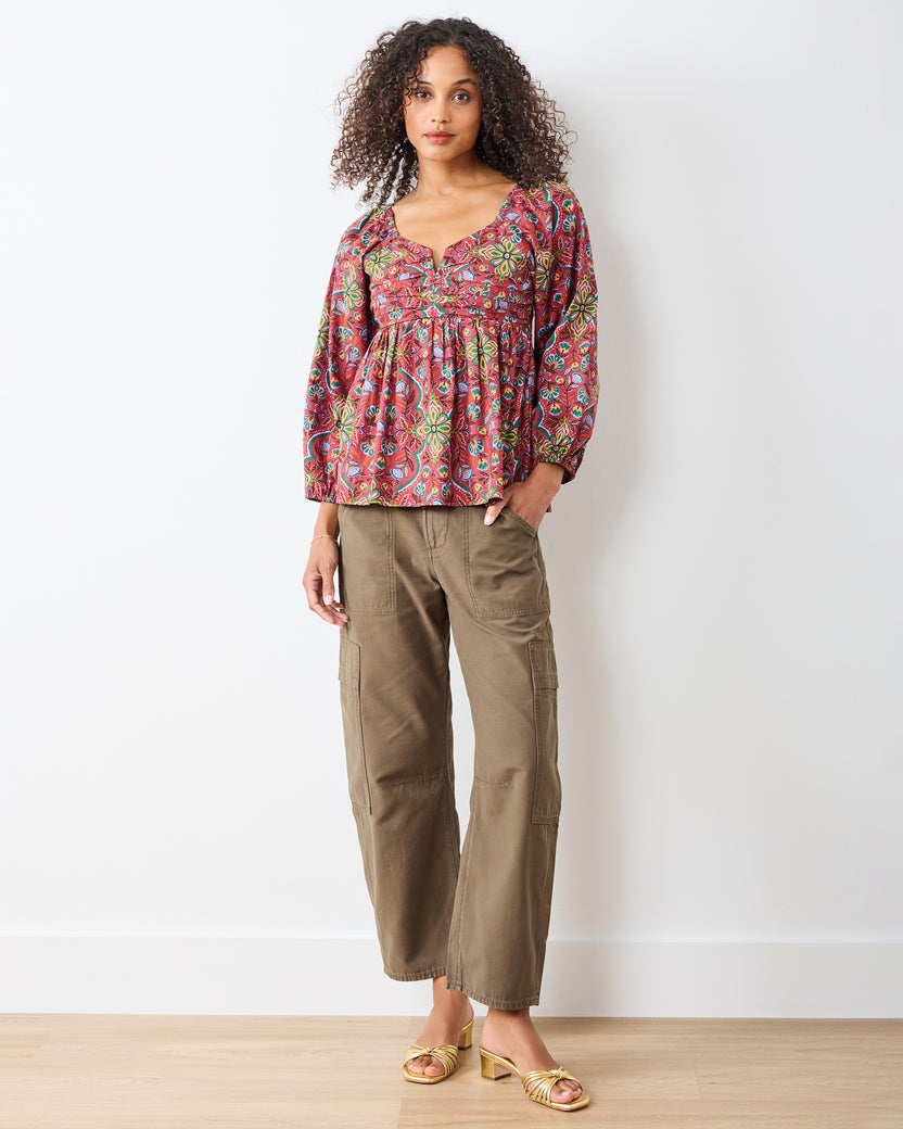 Festive Tapestry - Sloane Blouse - Burgundy - Printfresh