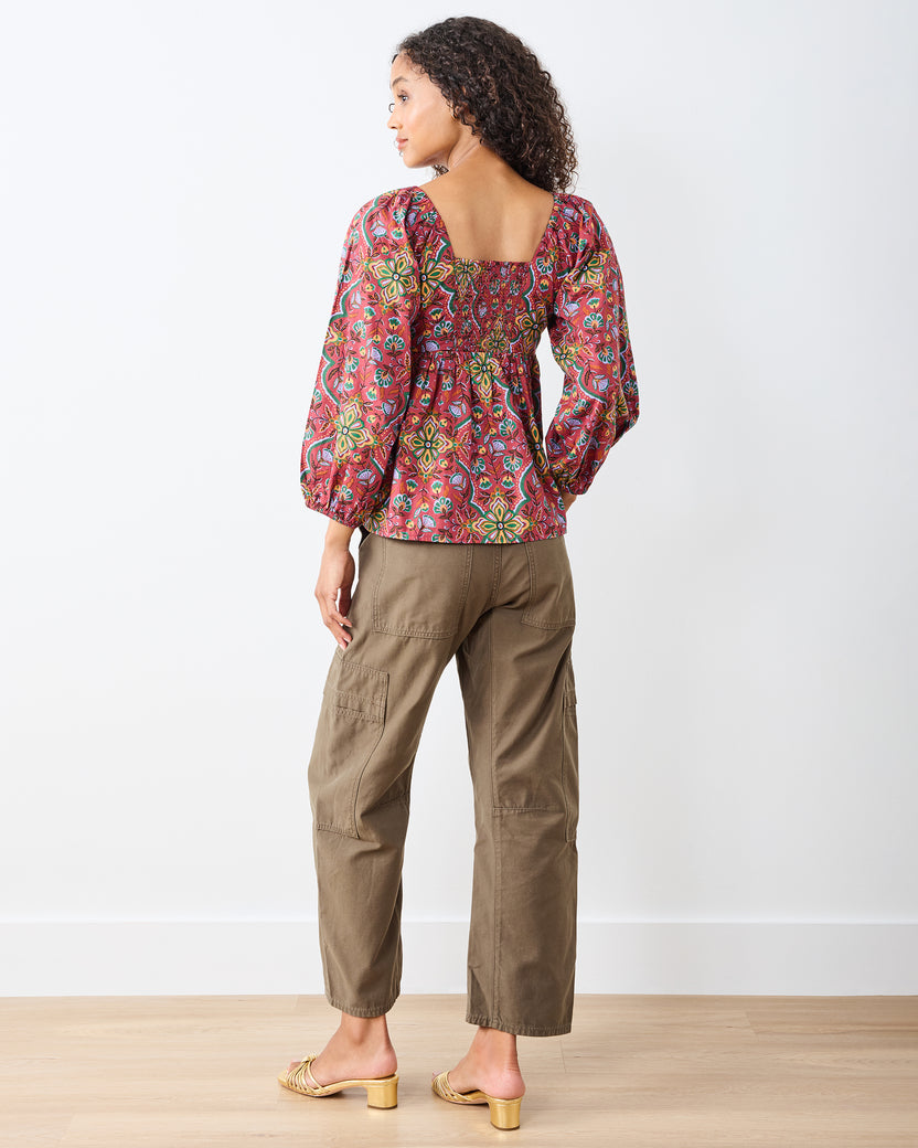 Festive Tapestry - Sloane Blouse - Burgundy - Printfresh