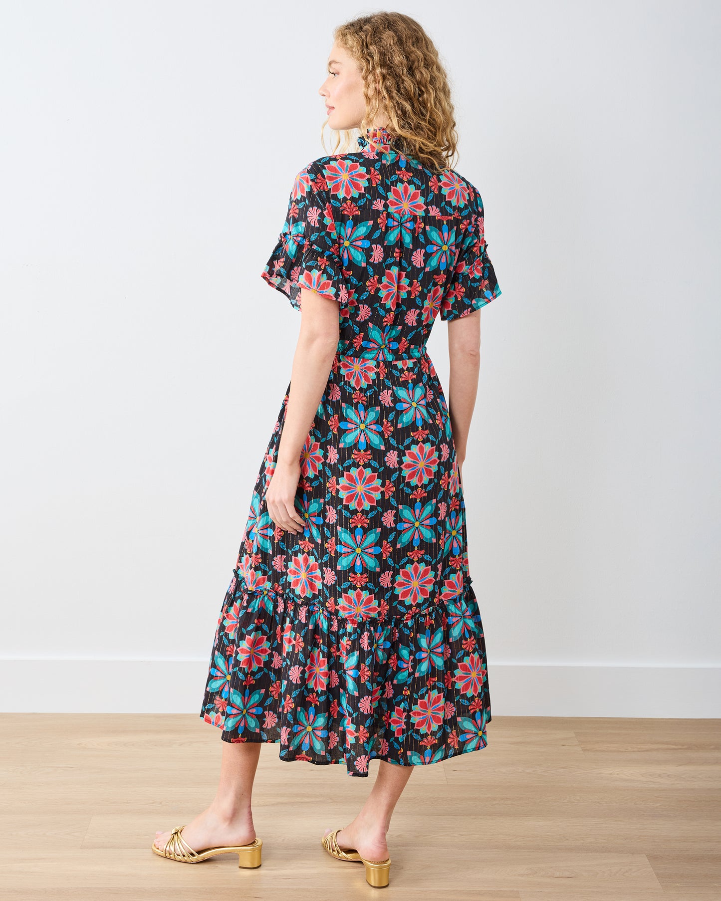 Mid Century Medallion - Celeste Dress - Ink - Printfresh