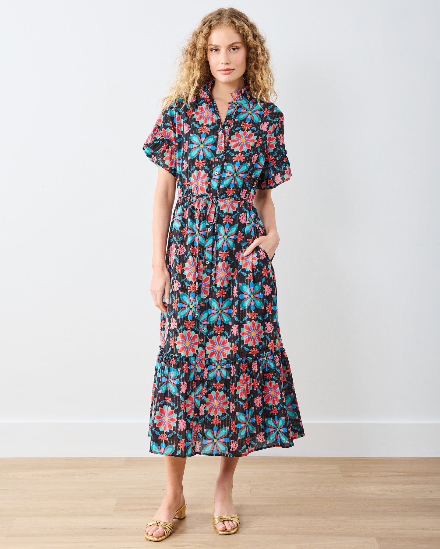 Mid Century Medallion - Celeste Dress - Ink - Printfresh