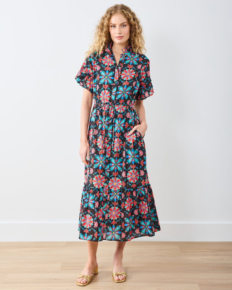 Mid Century Medallion - Celeste Dress - Ink - Printfresh
