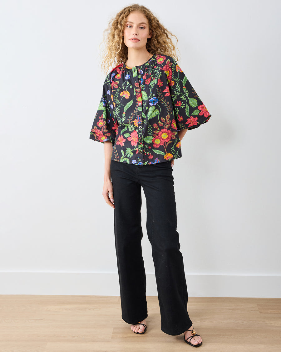 Moonlit Botanical - Blair Blouse - Ink - Printfresh
