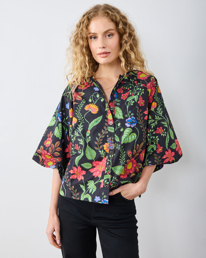 Moonlit Botanical - Blair Blouse - Ink - Printfresh