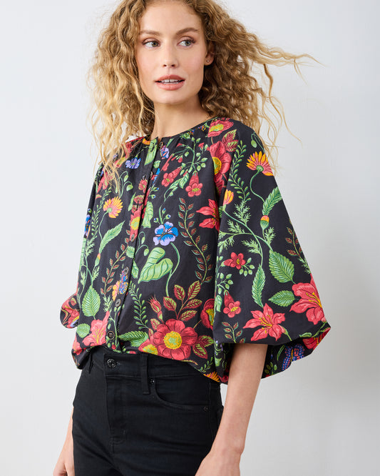 Moonlit Botanical - Blair Blouse - Ink - Printfresh