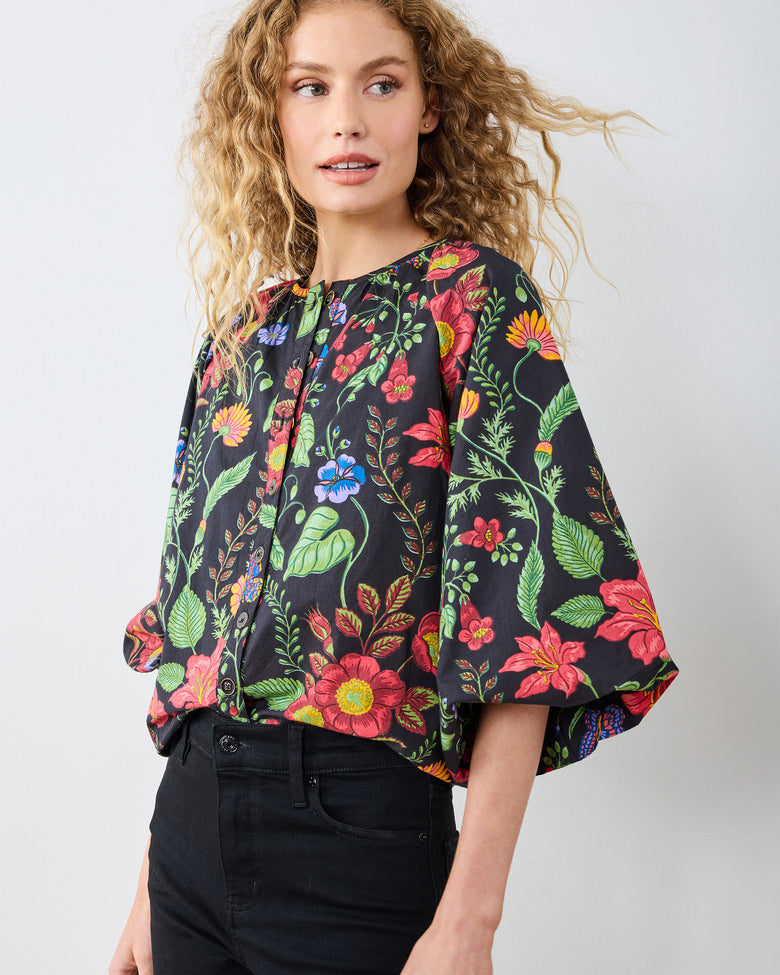 Moonlit Botanical - Blair Blouse - Ink - Printfresh