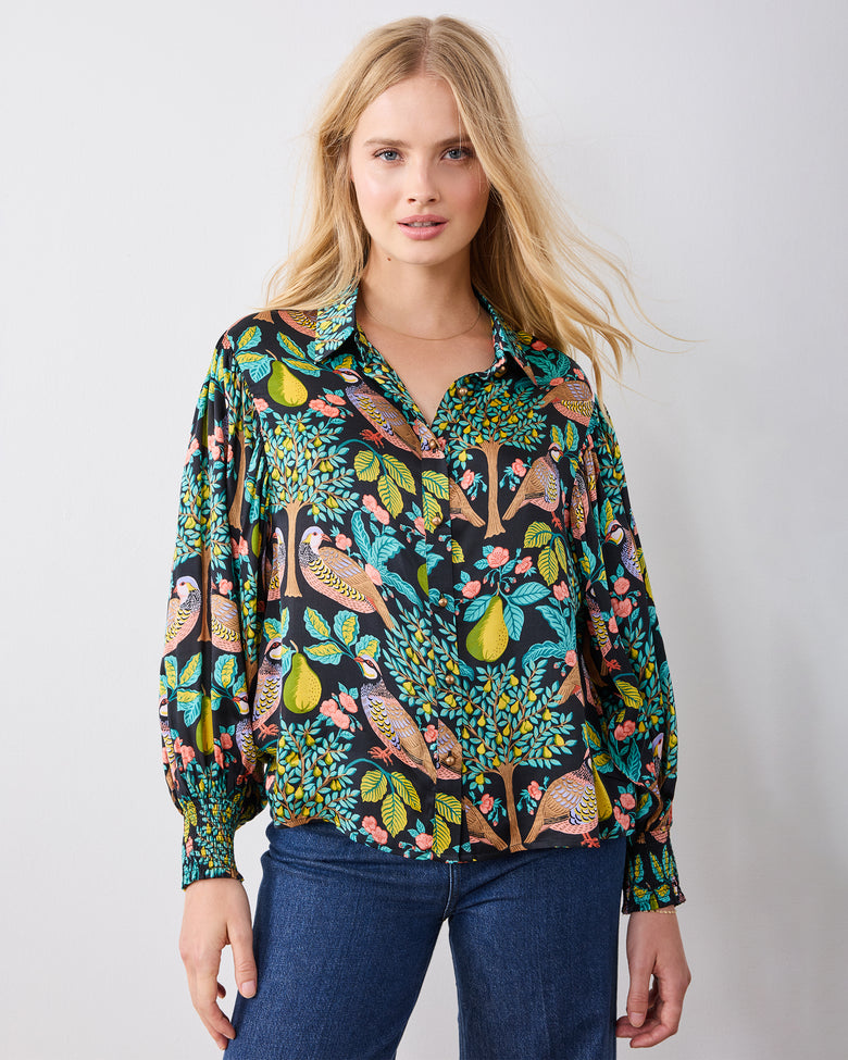 Partridge In A Pear Tree - Anastasia Blouse - Ink - Printfresh