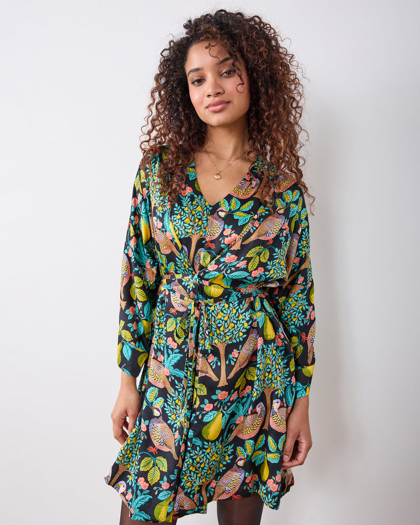 Partridge In A Pear Tree - Ophelia Dress - Ink - Printfresh