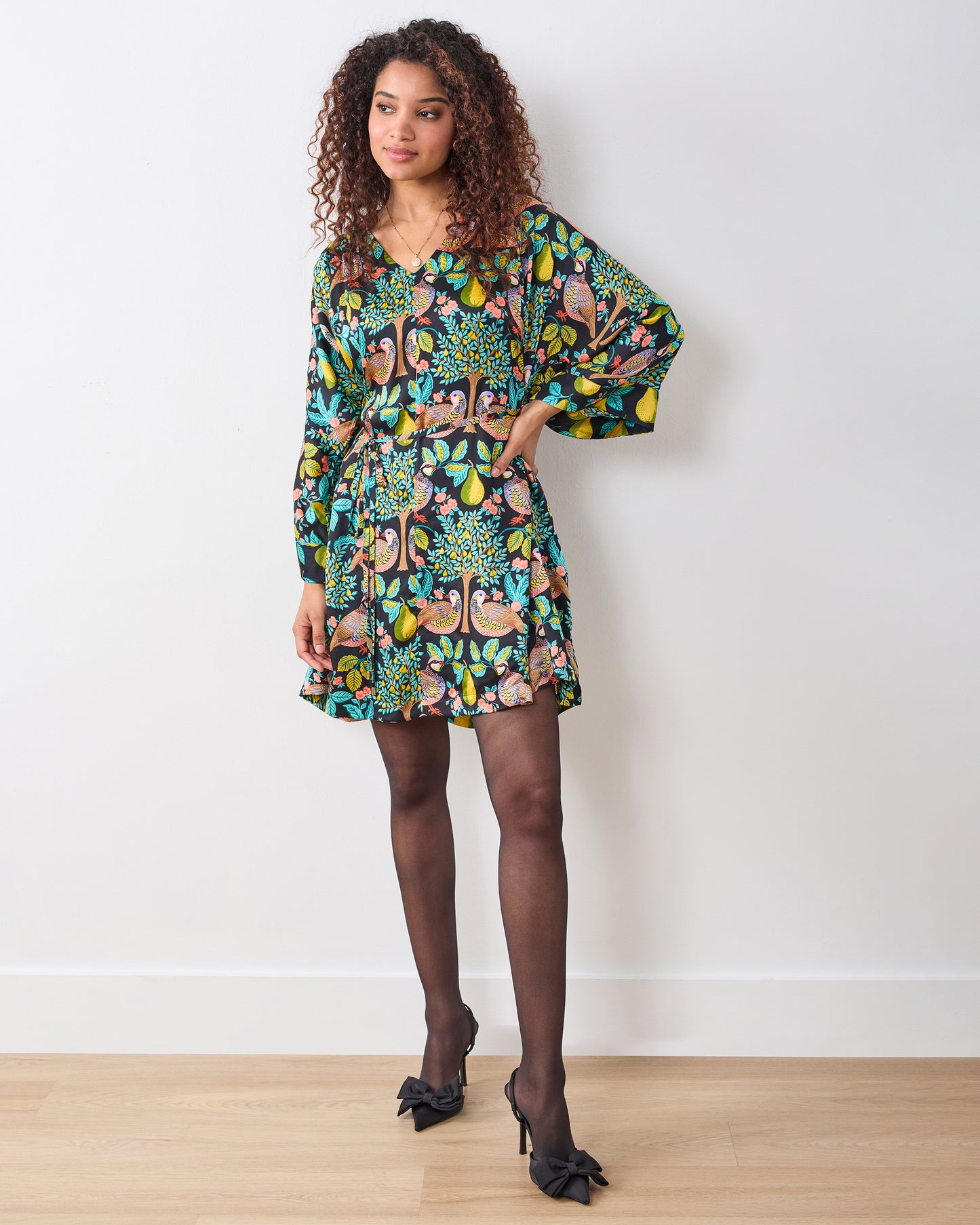 Partridge In A Pear Tree - Ophelia Dress - Ink - Printfresh