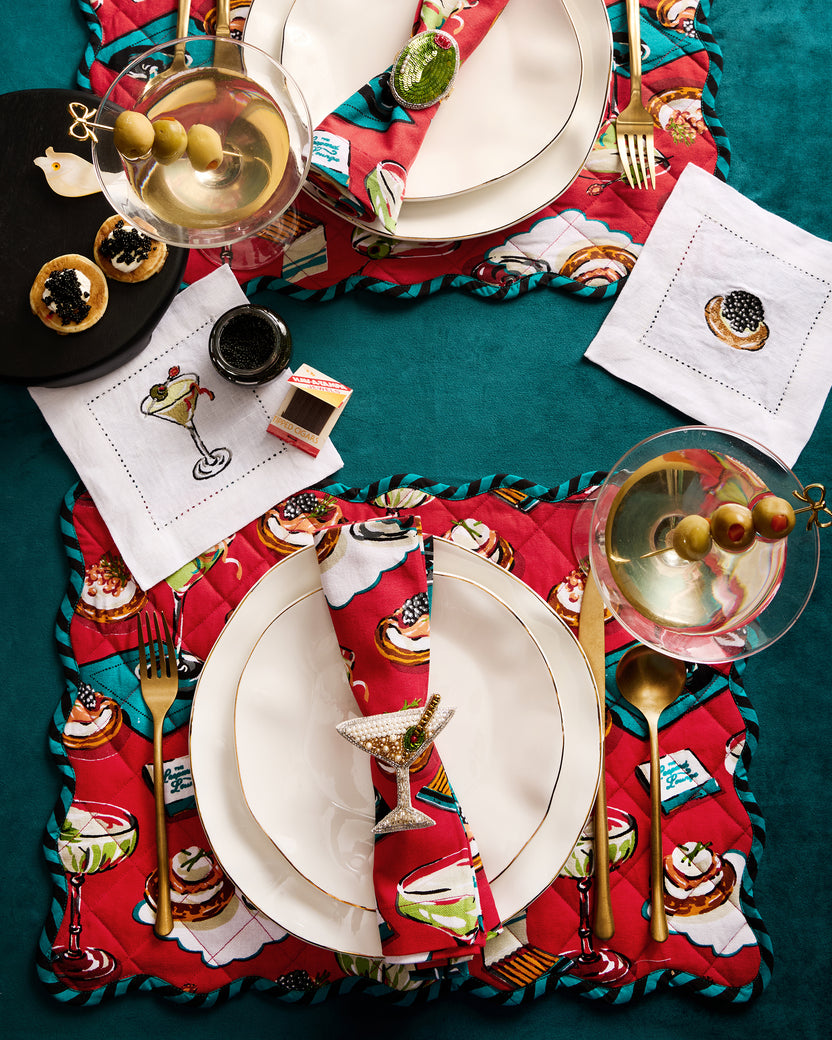 Blinis & Martinis - Set of 4 Placemats - Matchbook Red - Printfresh