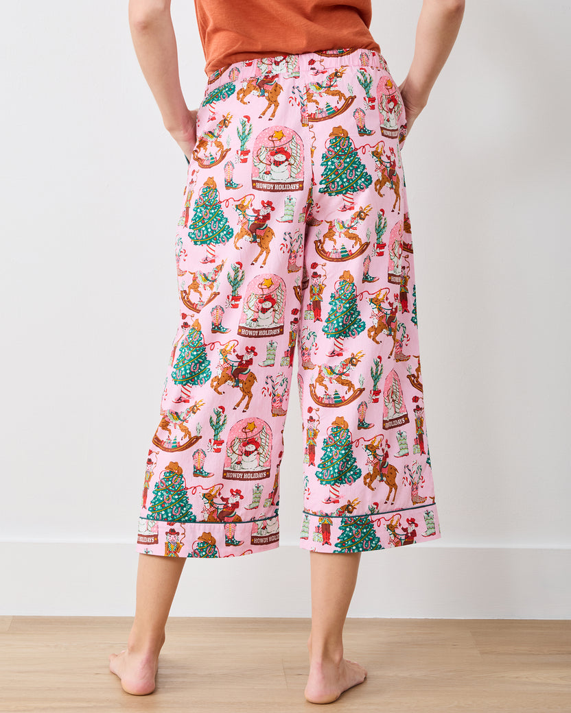 Cowboy Christmas - Cropped PJ Pants - Pink Boots - Printfresh