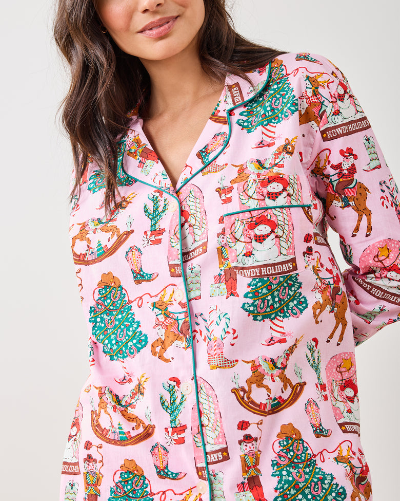 Cowboy Christmas - Long PJ Set - Pink Boots - Printfresh