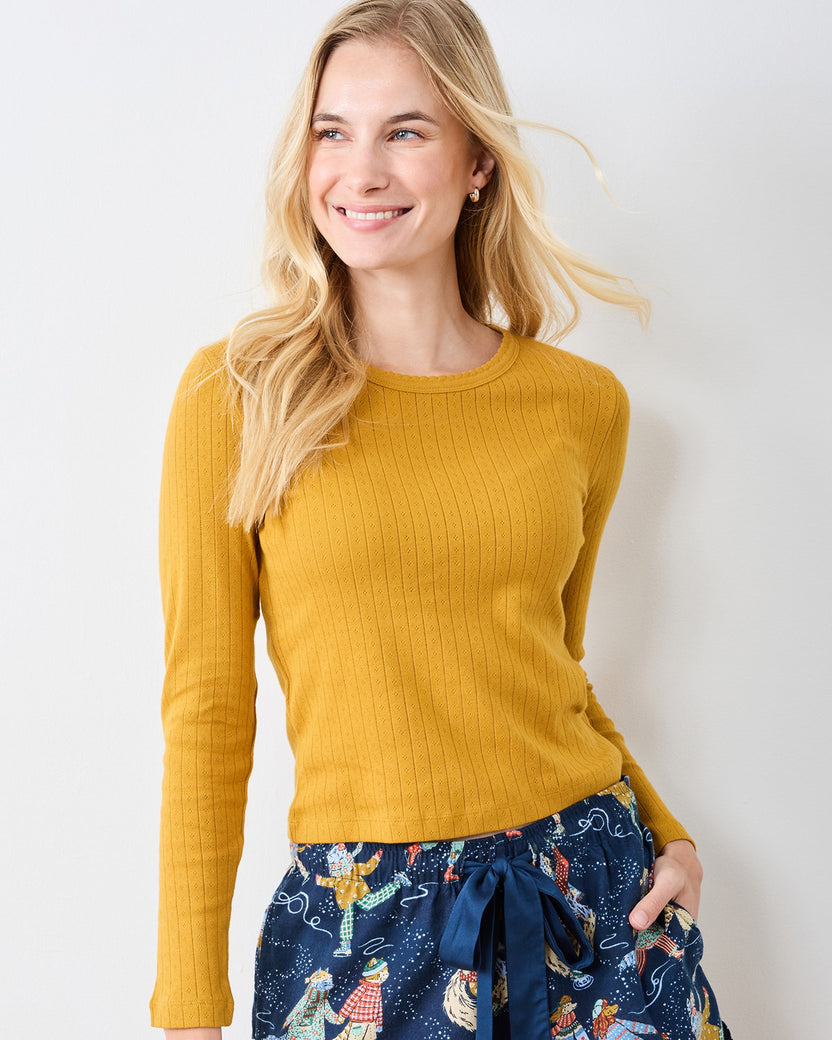 Goldenrod - Pointelle Long Sleeve - Shirt - Printfresh