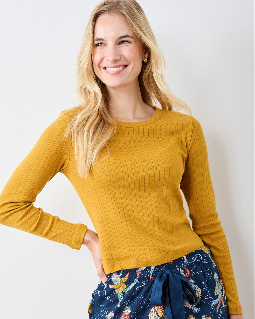 Goldenrod - Pointelle Long Sleeve - Shirt - Printfresh