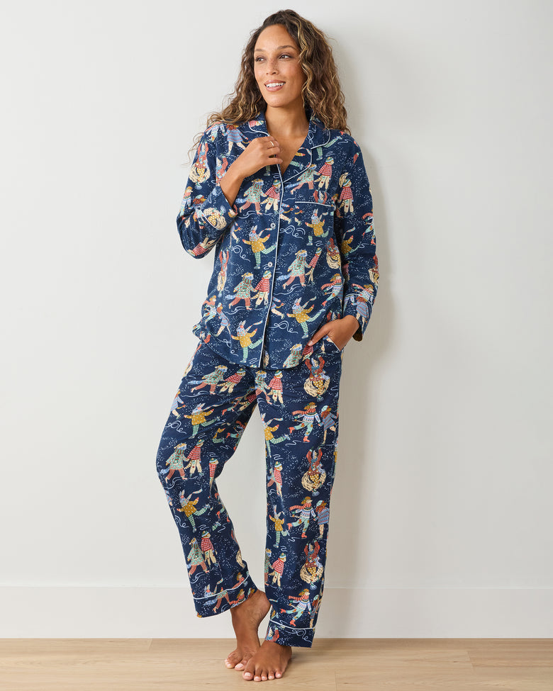 Figure Skaters - Men's Lightweight Flannel Long PJ Set - Frozen Pond - Printfresh