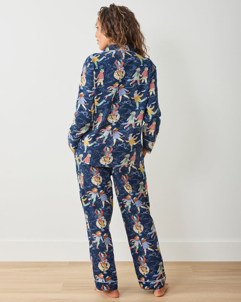 Figure Skaters - Men's Lightweight Flannel Long PJ Set - Frozen Pond - Printfresh