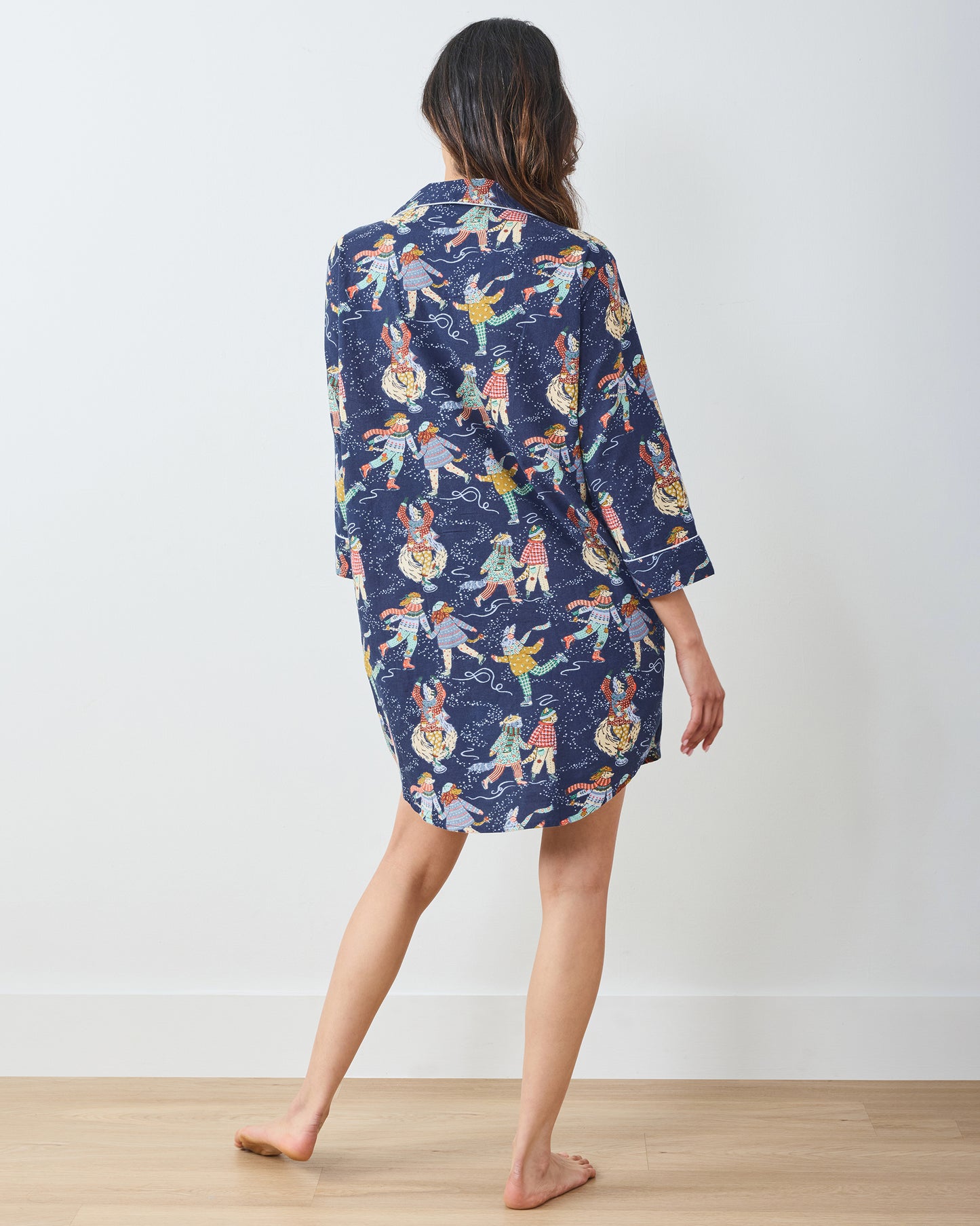 Figure Skaters - Lightweight Flannel Sleep Shirt - Frozen Pond - Printfresh