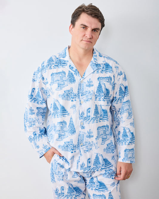 Hollywood Holiday - Men's Long PJ Set - Snow Cloud - Printfresh