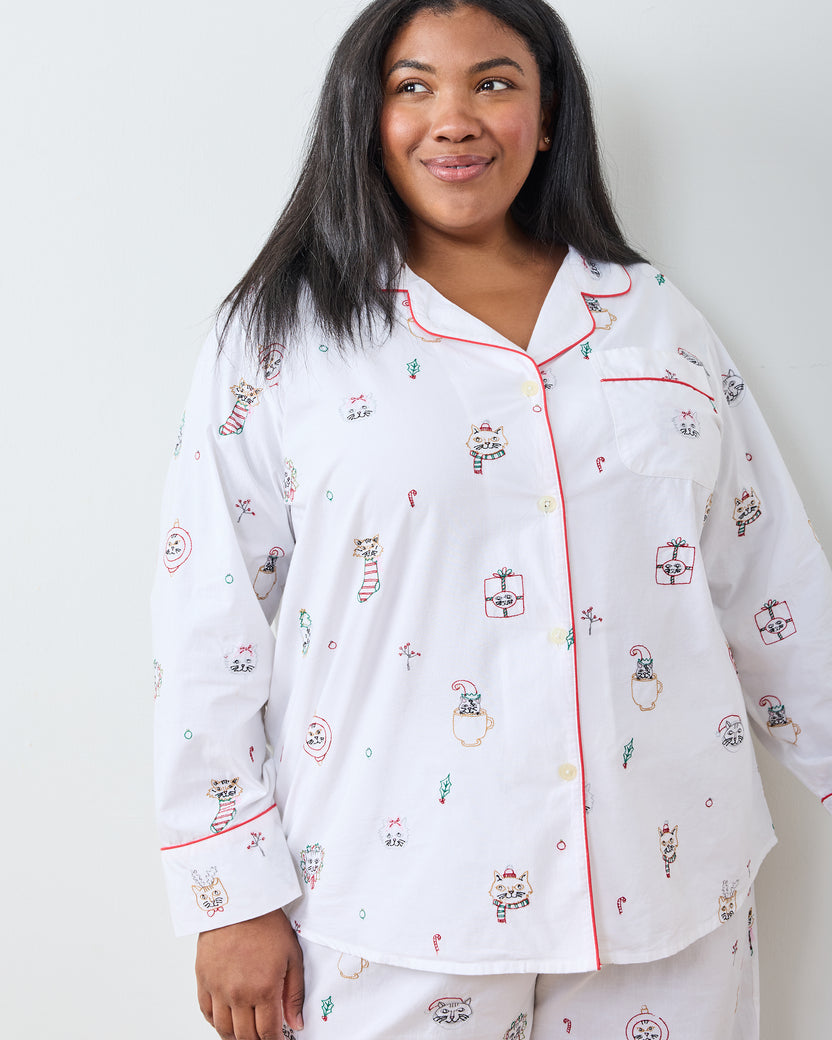 Holiday Cats - Long PJ Set - Cloud - Printfresh