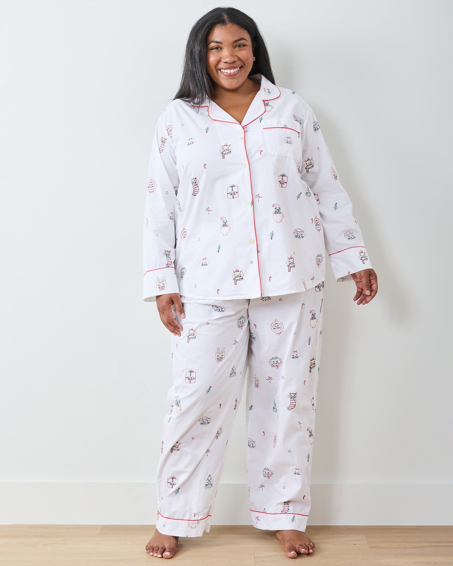 Holiday Cats - Long PJ Set - Cloud - Printfresh