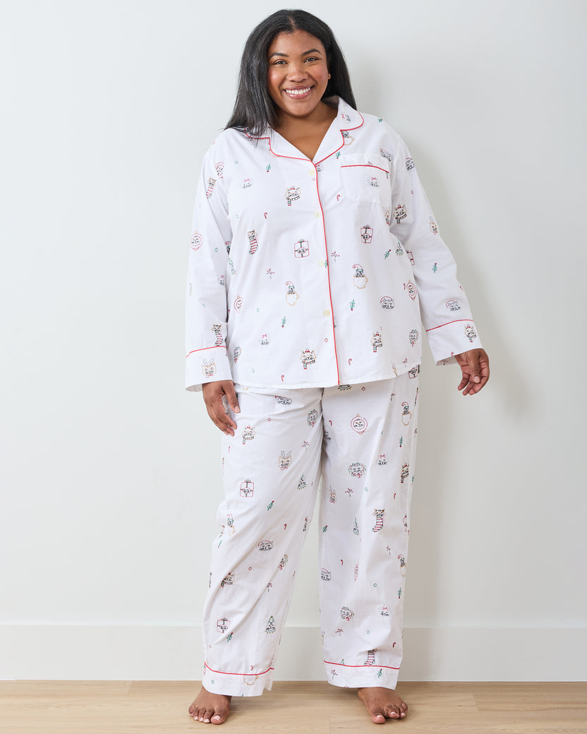 Holiday Cats - Long PJ Set - Cloud - Printfresh