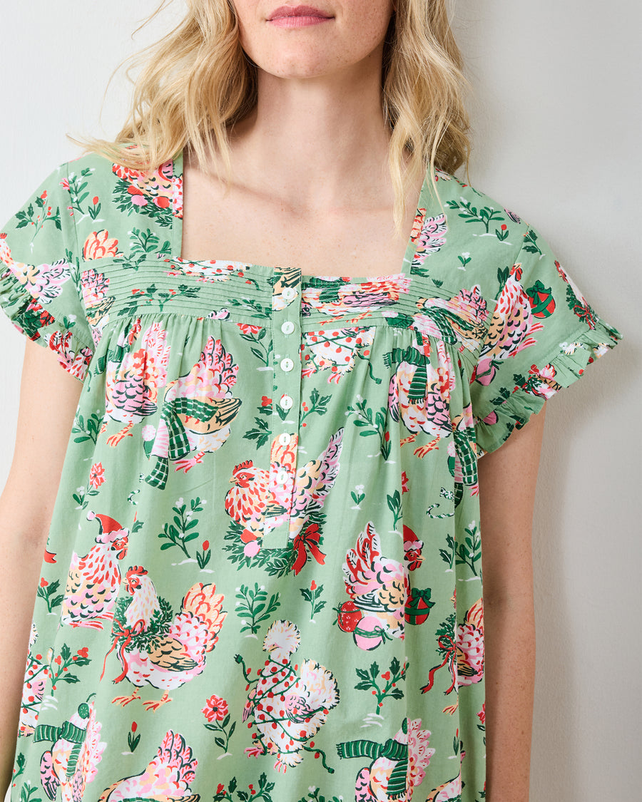 Holiday Hens - Daylight Nightgown - Sage - Printfresh