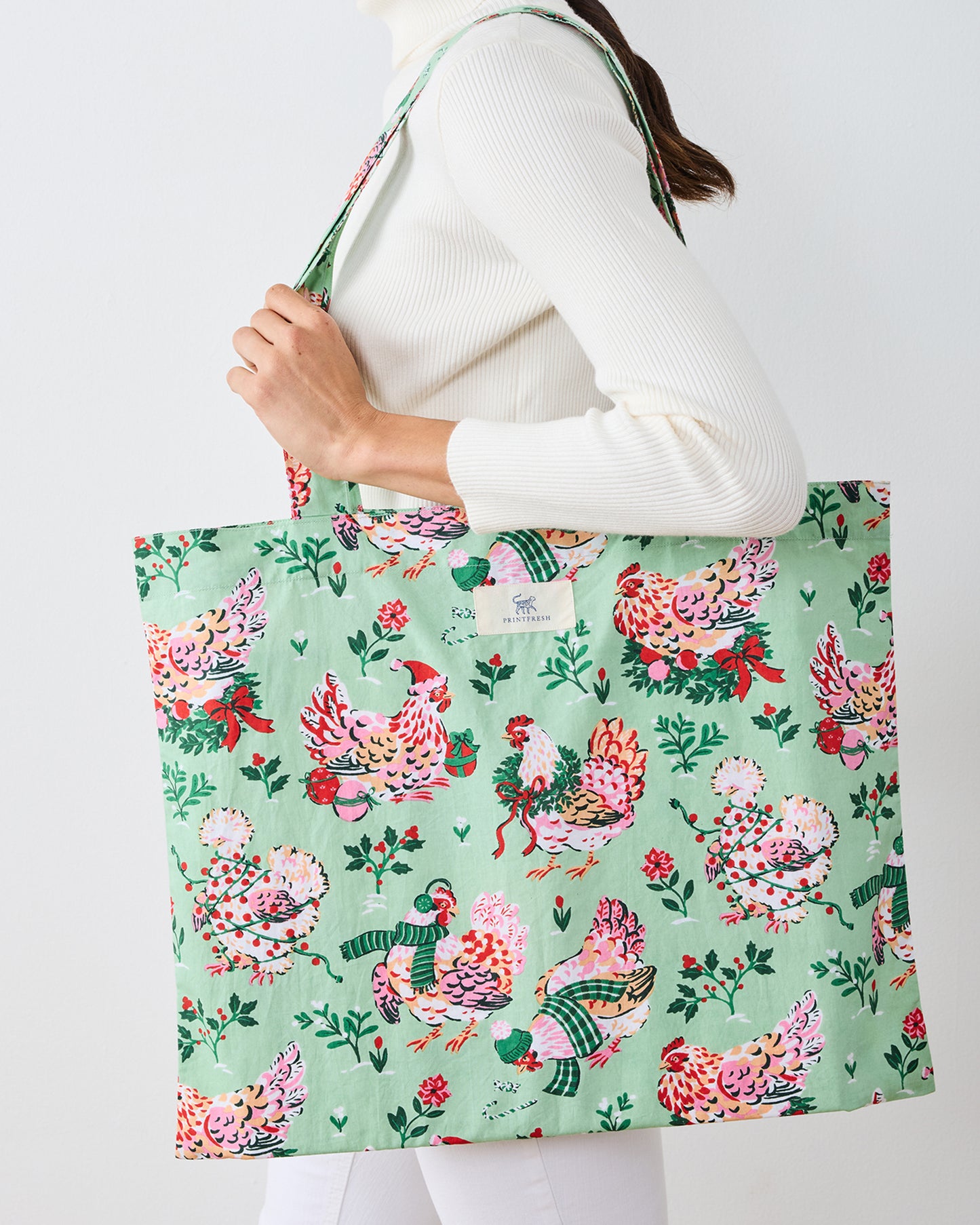 Holiday Hens -  Go To Tote - Sage - Printfresh