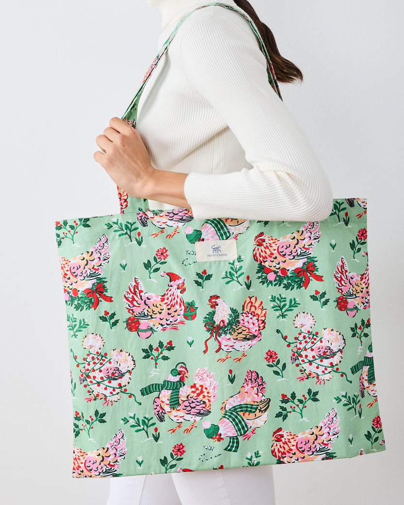 Holiday Hens -  Go To Tote - Sage - Printfresh