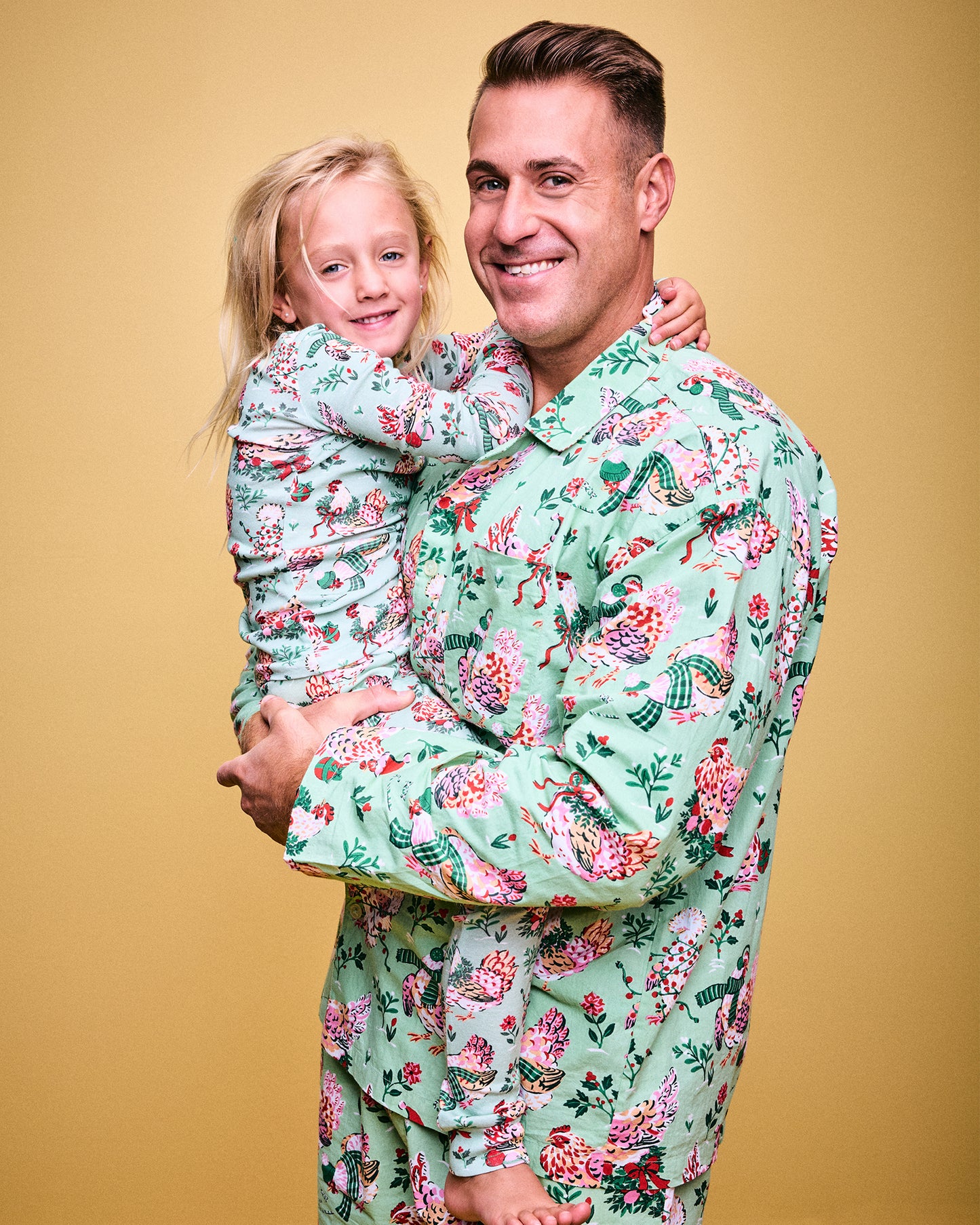 Holiday Hens - Kids Snug Fit PJ Set - Sage - Printfresh