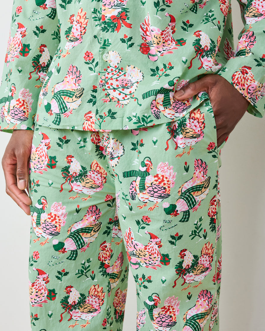 Holiday Hens - Men's Long PJ Set - Sage - Printfresh