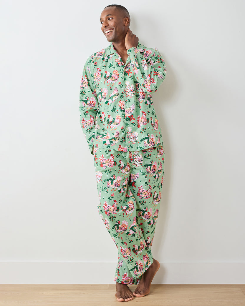 Holiday Hens - Men's Long PJ Set - Sage - Printfresh