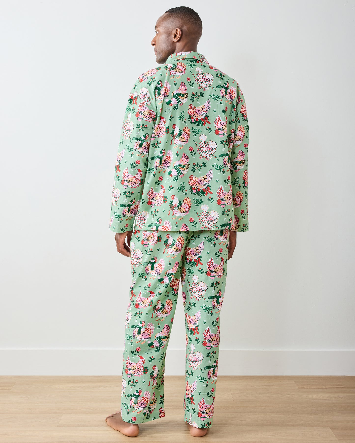 Holiday Hens - Men's Long PJ Set - Sage - Printfresh
