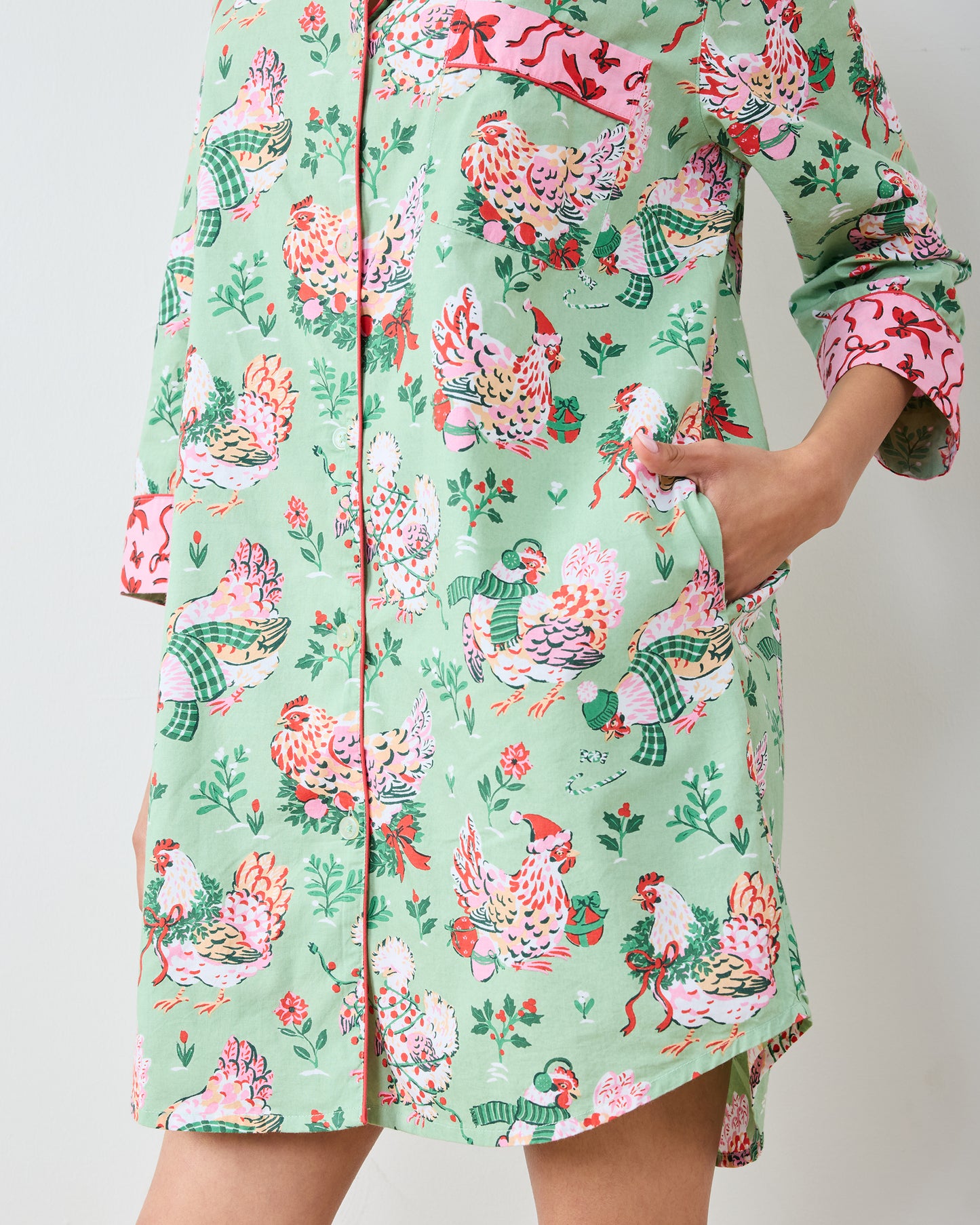 Holiday Hens - Sleep Shirt - Sage - Printfresh