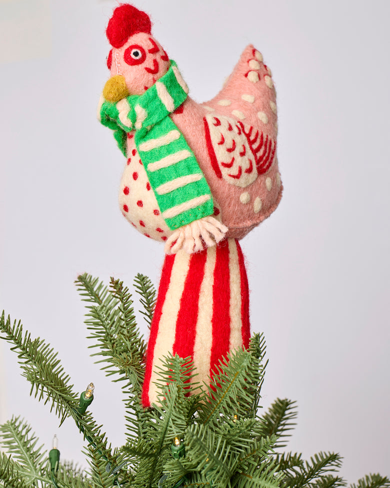 Holiday Hens - French Knot X PF Tree Topper - Pink - Printfresh