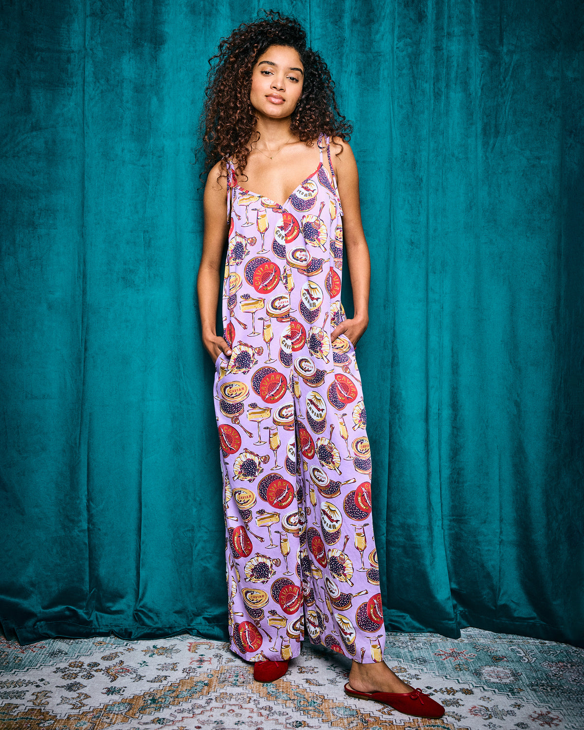 Champagne & Caviar - Eco Satin Jaipur Jumpsuit - Lavender Spritz - Printfresh
